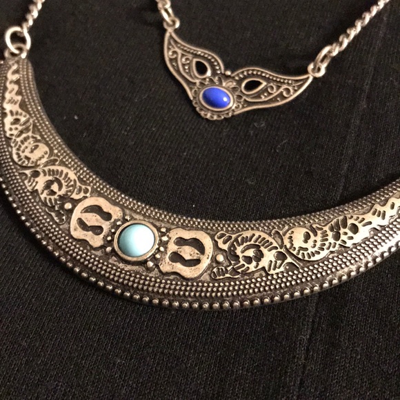 Blue and silver layered necklace - Picture 2 of 4